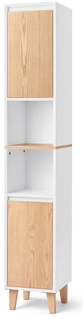 Vysoká skriňa do kúpeľne s otvoreným priečinkom a 2 dvierkami