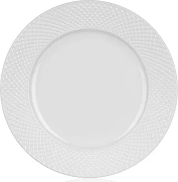 Plytký tanier Diamond Line, biely s reliéfem%