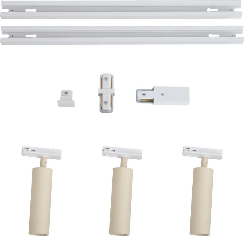 Moderný koľajnicový systém s 3 reflektormi biely s béžovou 1-fázový GU10 35mm - Iconic Jeana Luxe