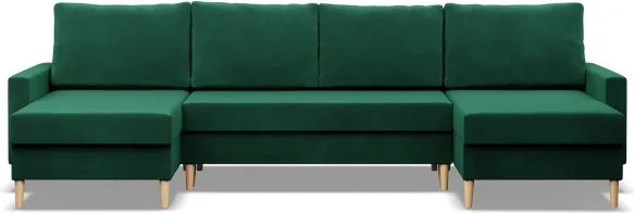 Sedacia súprava BLANK Elegant v tvare U fľaškovo zelená