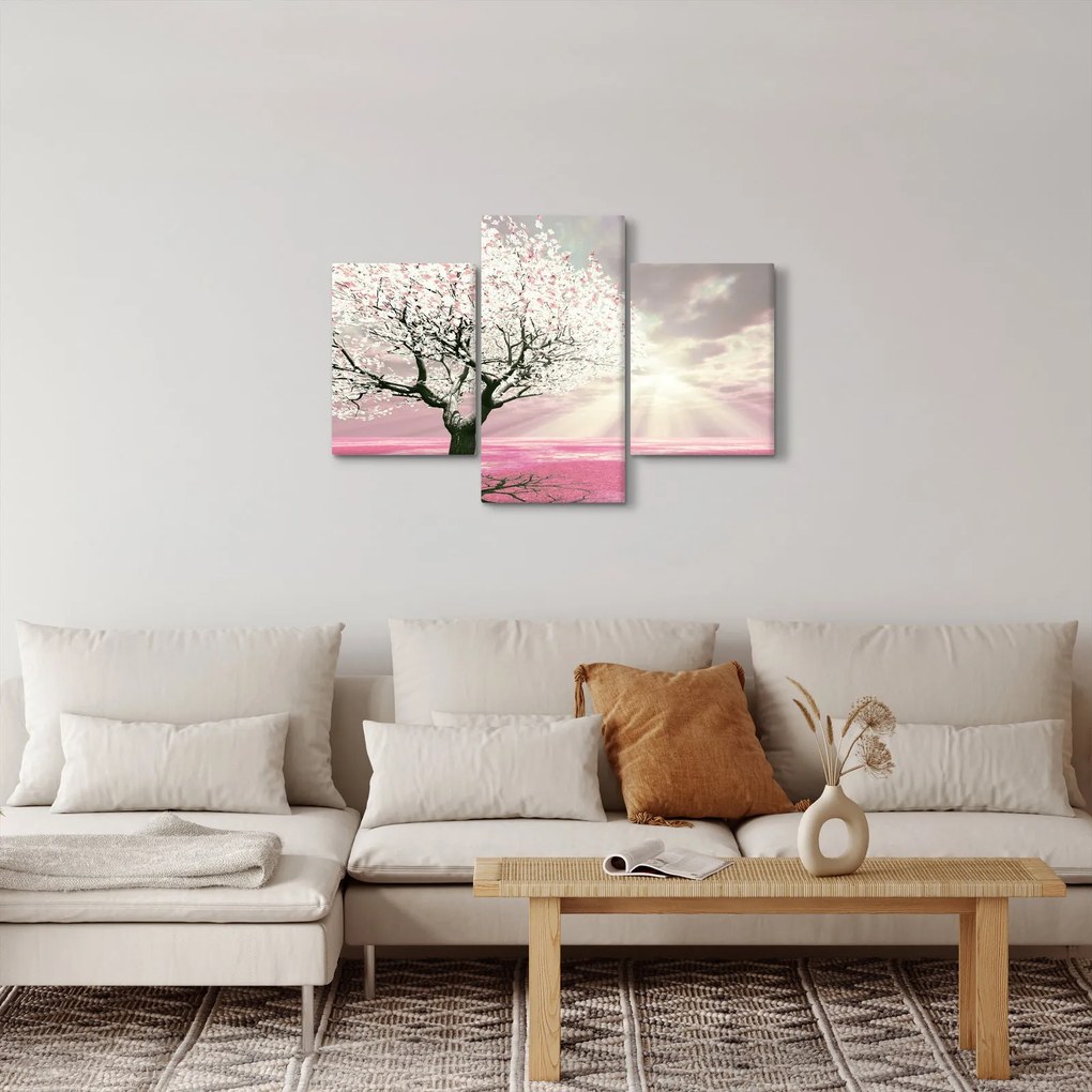 Ružový obraz stromu (90x60 cm)