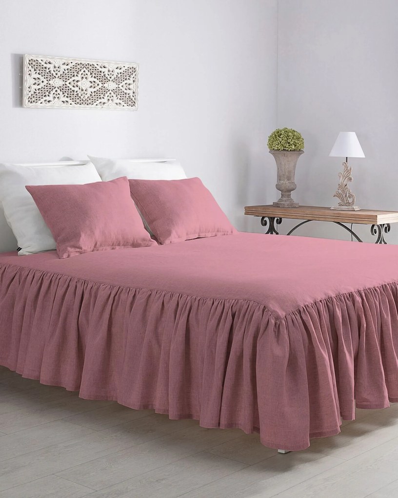 Prehoz Linen Frilly 160 x 210 cm ružový