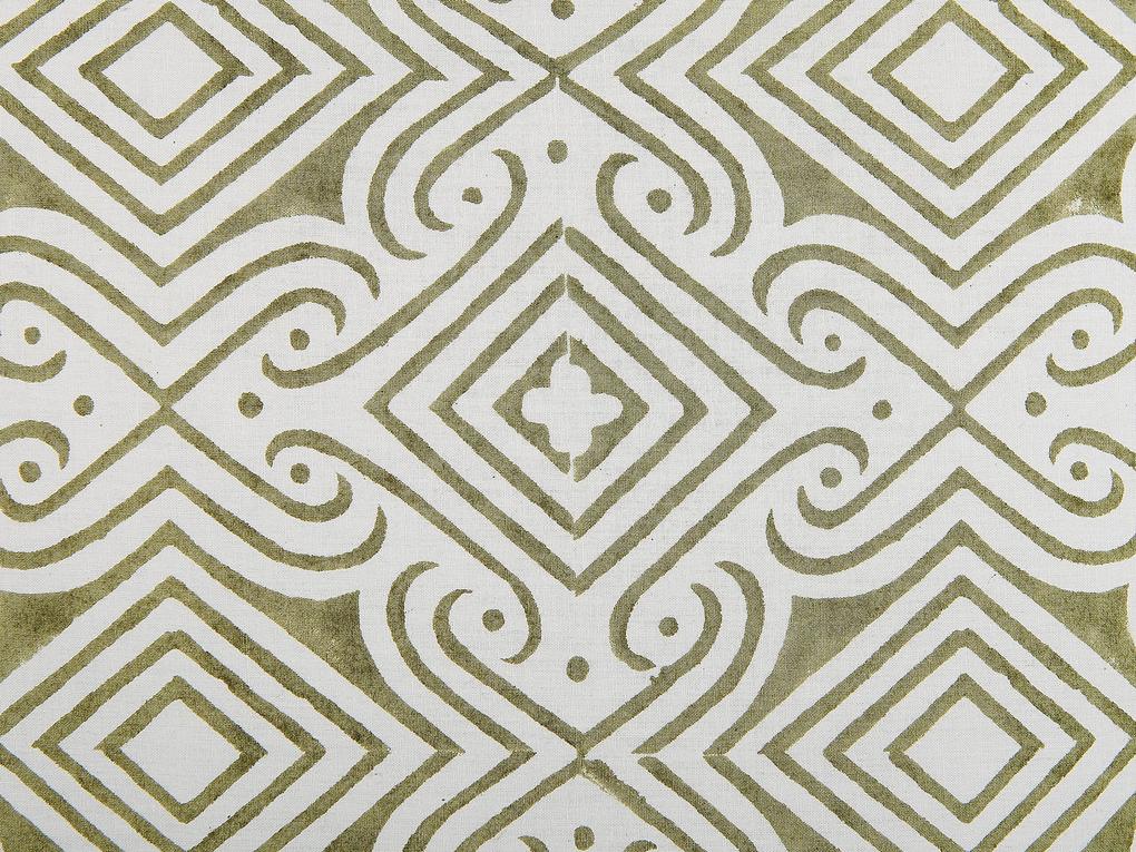 Bavlnený vankúš so vzorom 45 x 45 cm zelená/biela LARICS Beliani
