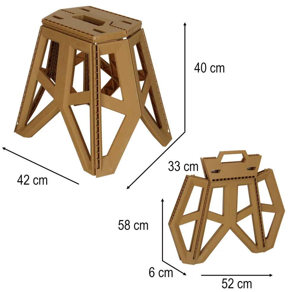 IKO Skladacia prenosná stolička 39,5 cm – hnedá