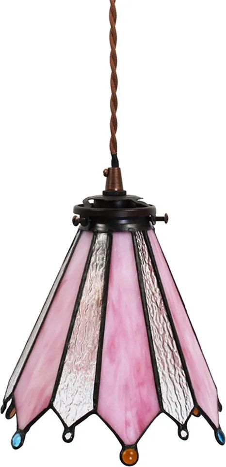 Závesná lampa Tiffany Flowerbell pink - 18*15*115 cm E14/max 1*25W