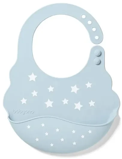 BABY ONO Nastaviteľný silikónový podbradník s kapsičkou Baby Ono sivý