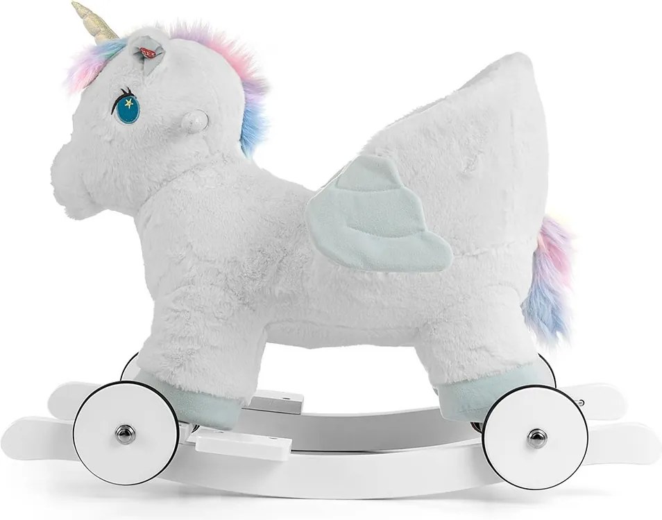 Hojdací koník s melódiou a kolieskami Milly Mally Polly Jednorožec