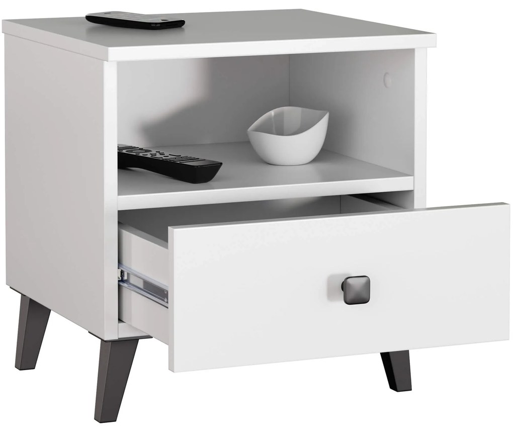 Nočný stolík MOBI K-01 biely/čierny