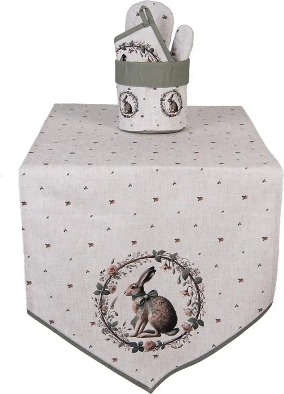 Bavlnený košík na pečivo so zajacom Natural Linen Easter - Ø 15*16 cm