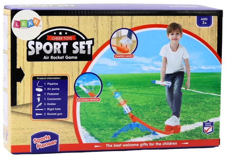 LEAN TOYS Raketomet s pumpou, penové žlté rakety 3 kusy