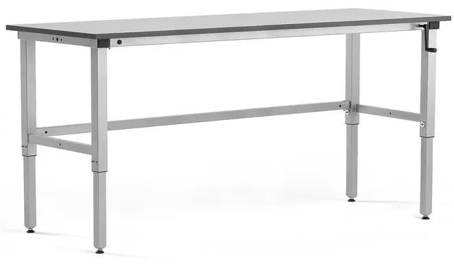 Manuálne výškovo nastaviteľný dielenský stôl MOTION, 150kg, 2000x600 mm