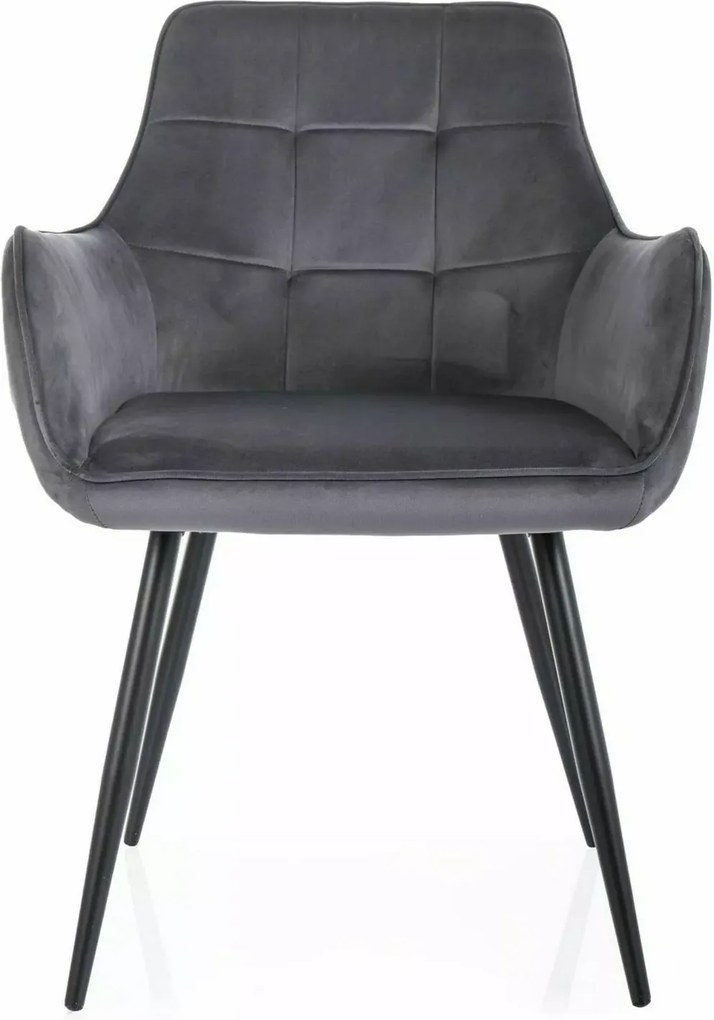 SI Citrónová zamatová stolička sivý