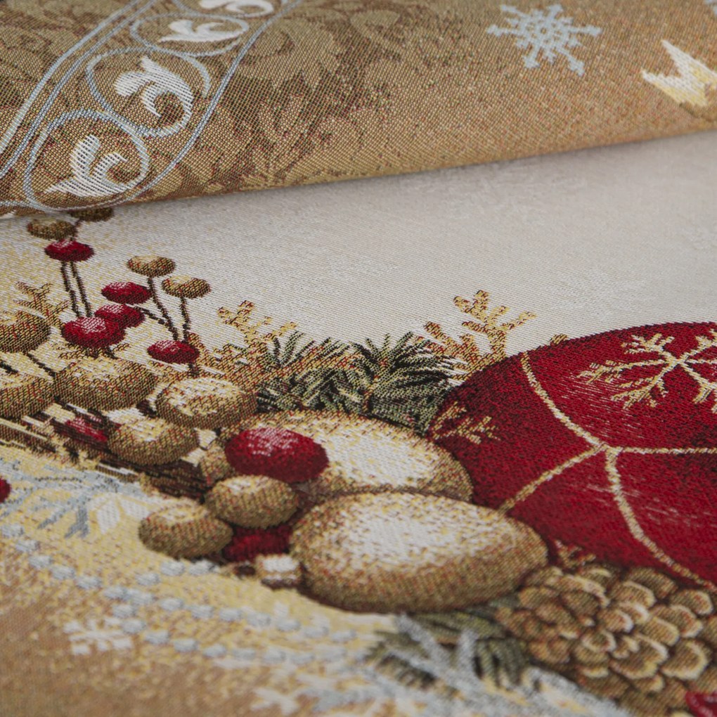 VIANOČNÝ GOBELÍNOVÝ BEHÚŇ NA STÔL MERRY2 40X100 CM VZOROVANÁ