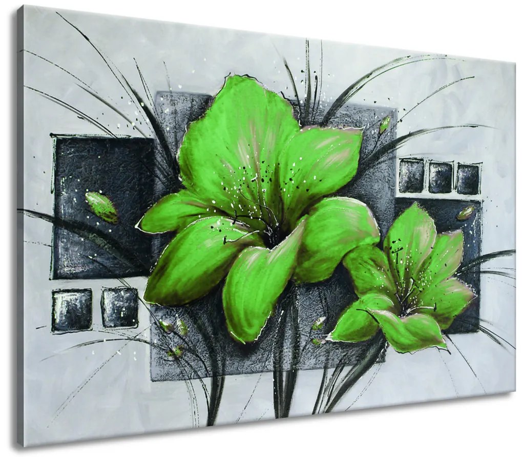 Gario Ručne maľovaný obraz Nádherné zelené Vlčie maky Rozmery: 100 x 70 cm