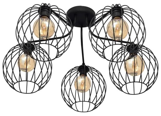 Luster prisadený MERCURE 5xE27/15W/230V čierna