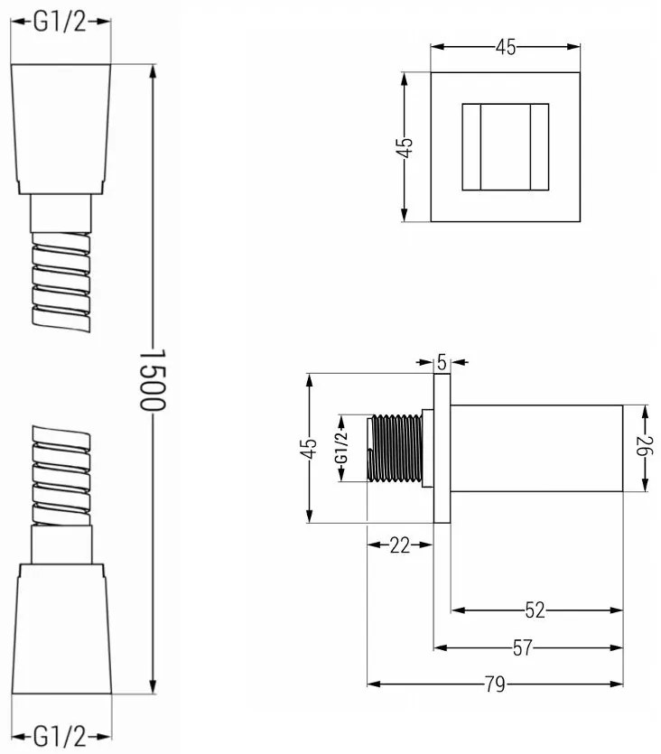 Mexen príslušenstvo - podomietkový 1-bodový ručný sprchový set R-02, chróm, 785006050-00