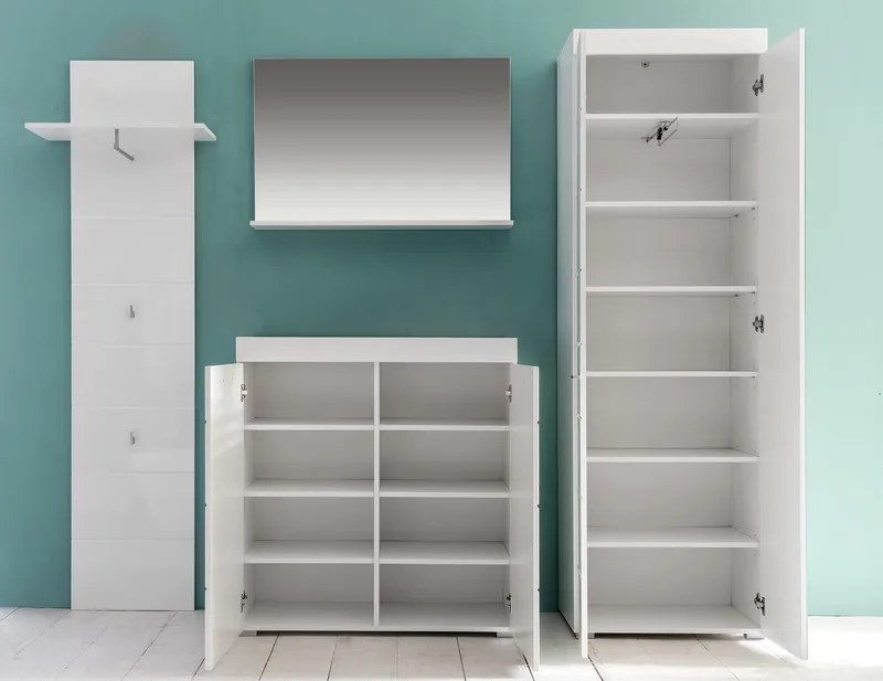 Skriňa so zrkadlom Amanda 127, lesklá biela