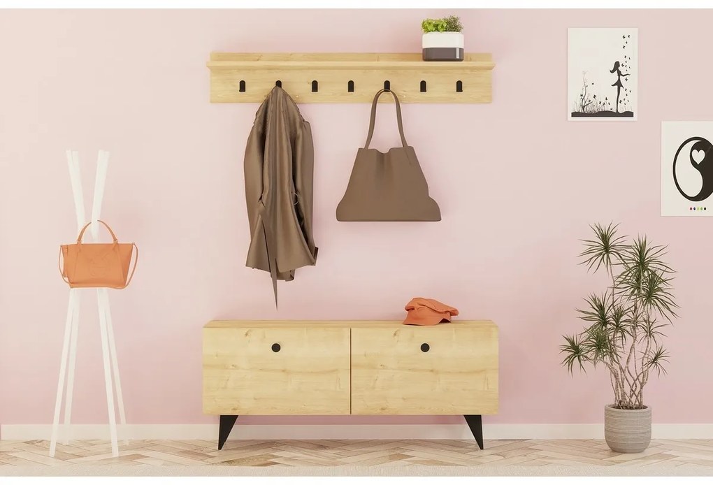 Nástenný vešiak s botníkom Rupa Oak