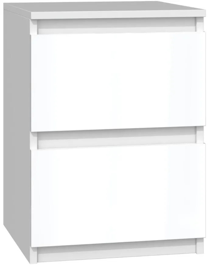 Nočný stolík Malwa M2 biely/biely lesk