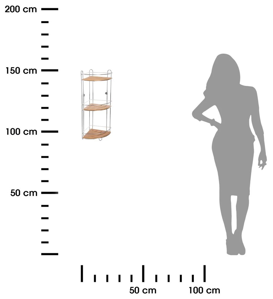 Polička do kúpeľne Venterra, bambus/s chrómovými prvkami