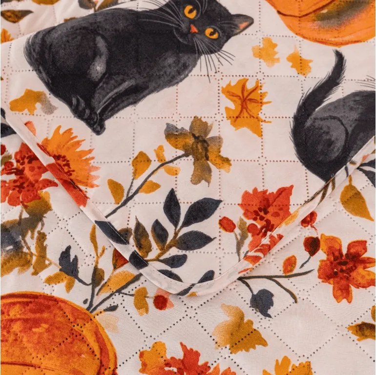 Prehoz na posteľ CATS AND PUMPKINS, farebný Rozmer: 220 x 240 cm