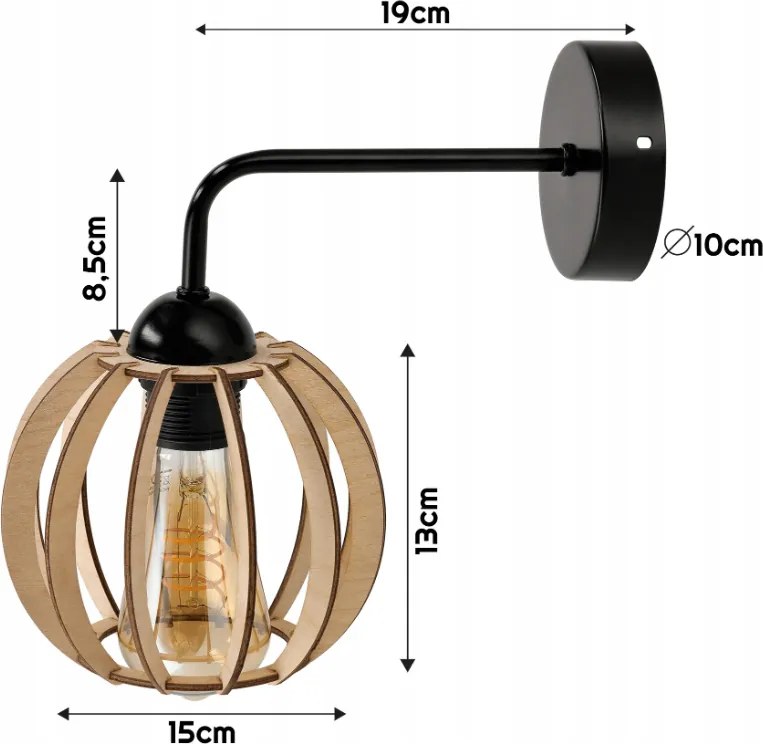 Nástenná lampa 1x E27 LOFT edison LED nástenné svietidlo nad zrkadlo, drevené