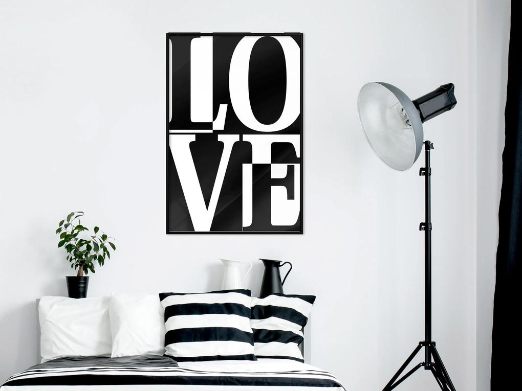 Artgeist Plagát - Black and White Love [Poster] Veľkosť: 30x45, Verzia: Zlatý rám s passe-partout
