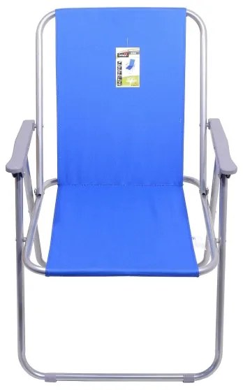 Skladacia kempingová stolička modrá/matný chróm