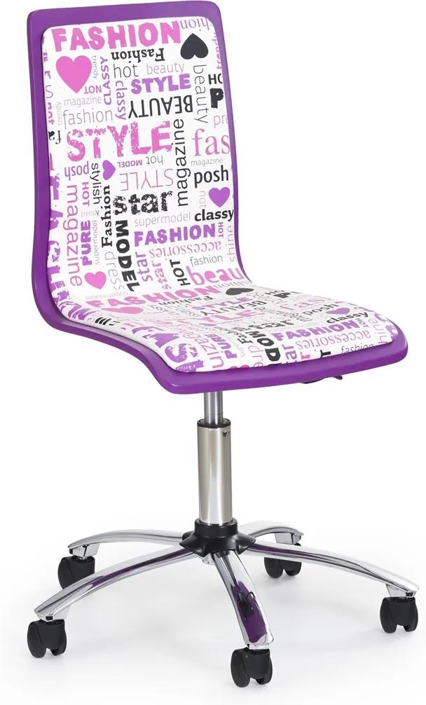 HALMAR Fun 7 detská stolička na kolieskach fialová / vzor
