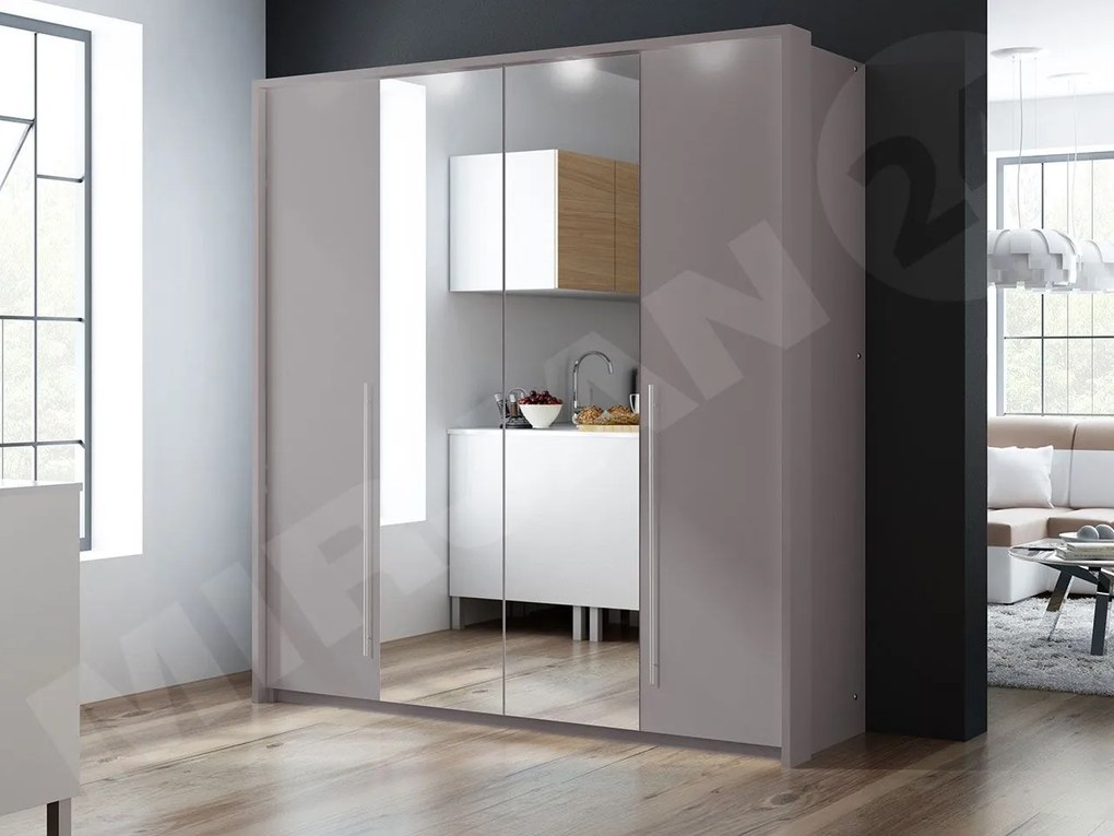 Skriňa Posero 210, Farby: biela / zrkadlo