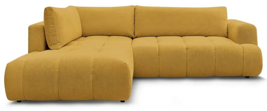 Rozkladacia/s úložným priestorom rohová pohovka v horčicovej farbe (ľavý roh/do L) Fuji – Bobochic Paris