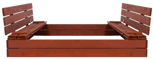 SPRINGOS Uzavreté pieskovisko s lavičkami 140x140 cm impregnované drevo,s netkanou textíliou a plachtou, gaštanovo hnedá SBP140SET05