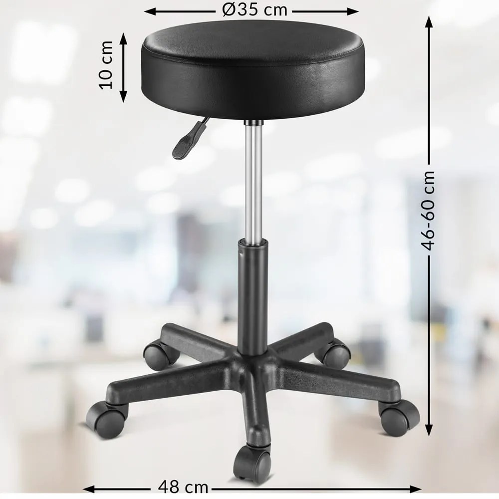Casaria Taburetka na kolieskach BONY, Ø35cm, čierna