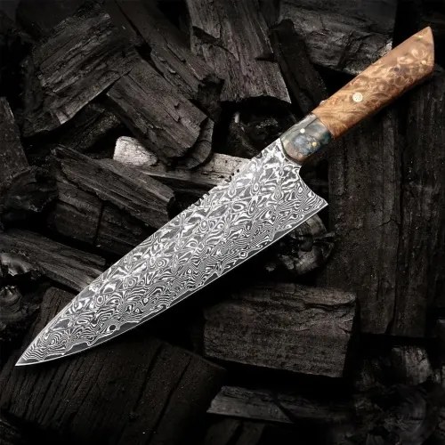 KnifeBoss damaškový nôž Chef 8" (210 mm) Burl Wood VG-10