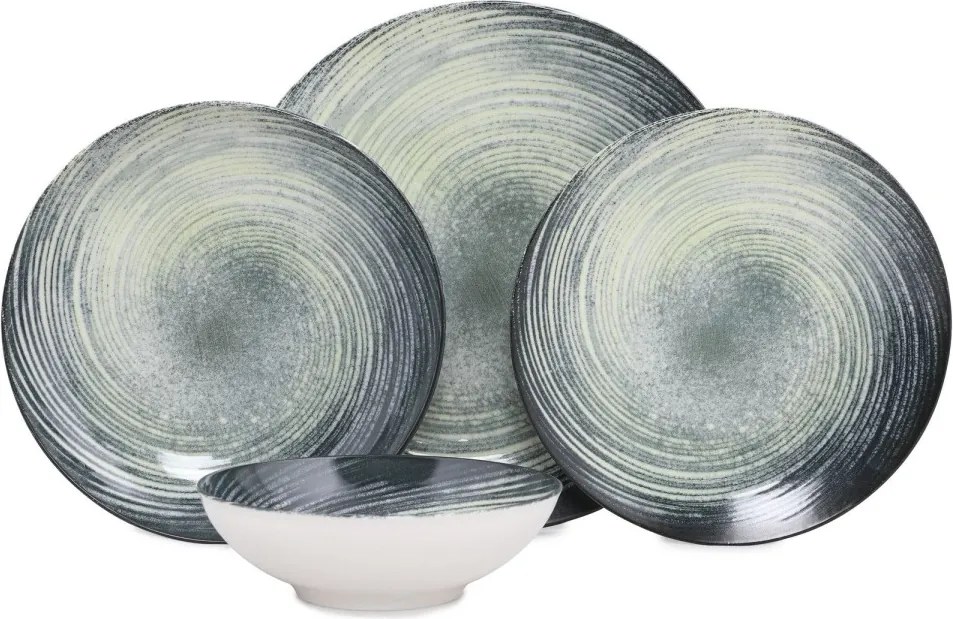 Porcelánová jedálenská súprava 24 ks Sat čierna/zelená