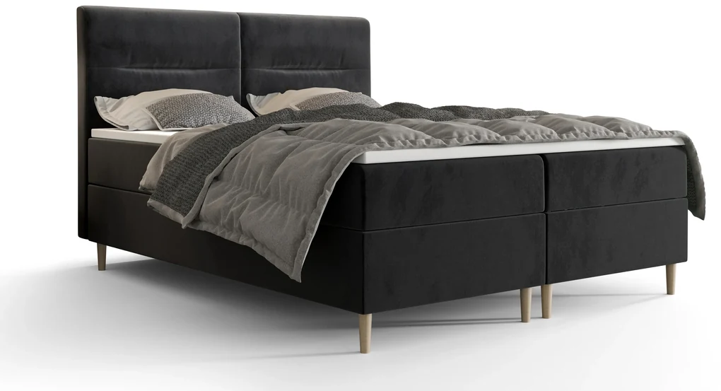 Manželská posteľ  Boxspring 140 cm Saruta (čierna) (s matracom a úložným priestorom). Vlastná spoľahlivá doprava až k Vám domov. 1047350
