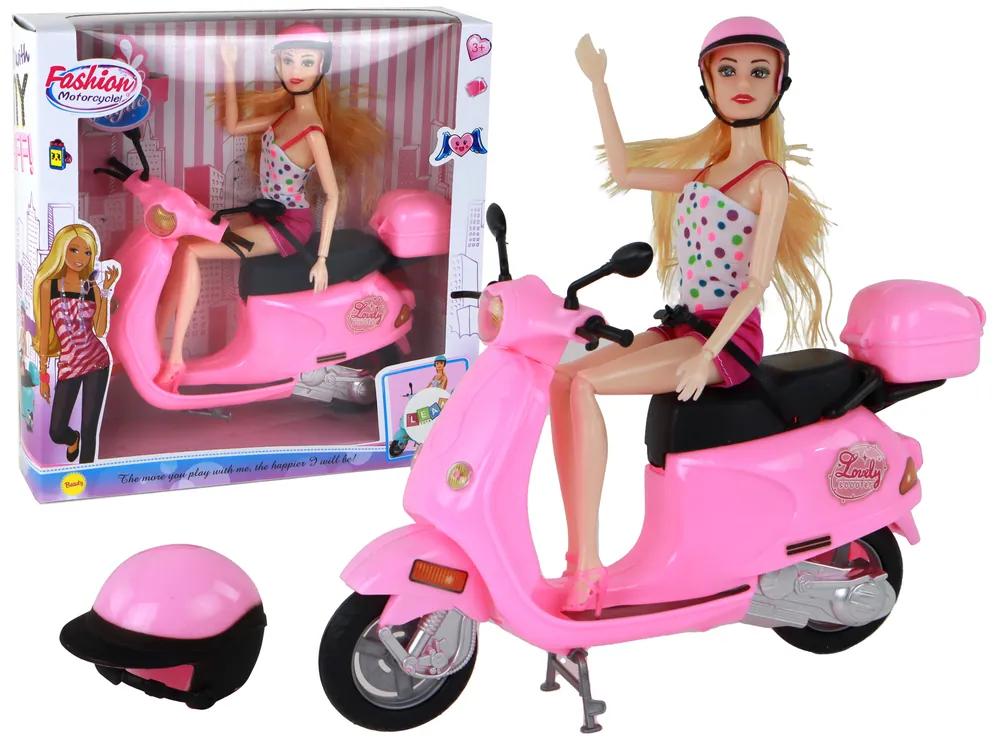 Lean Toys Súprava bábiky na ružovom skútri