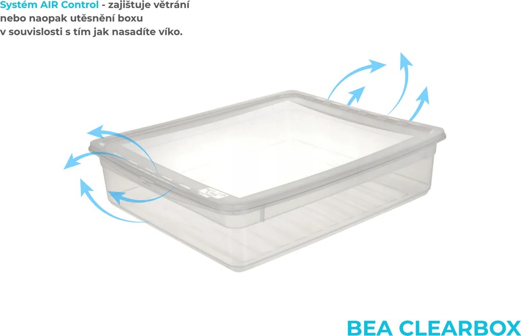 Keeeper Úložný box s vekom (má dve funkcie) BEA Clearbox 8L, 39 x 26,5 x 10 cm