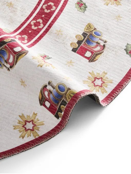 Koberec Toy's Delight Villeroy & Boch Christmas Train krémový / červený kruh
