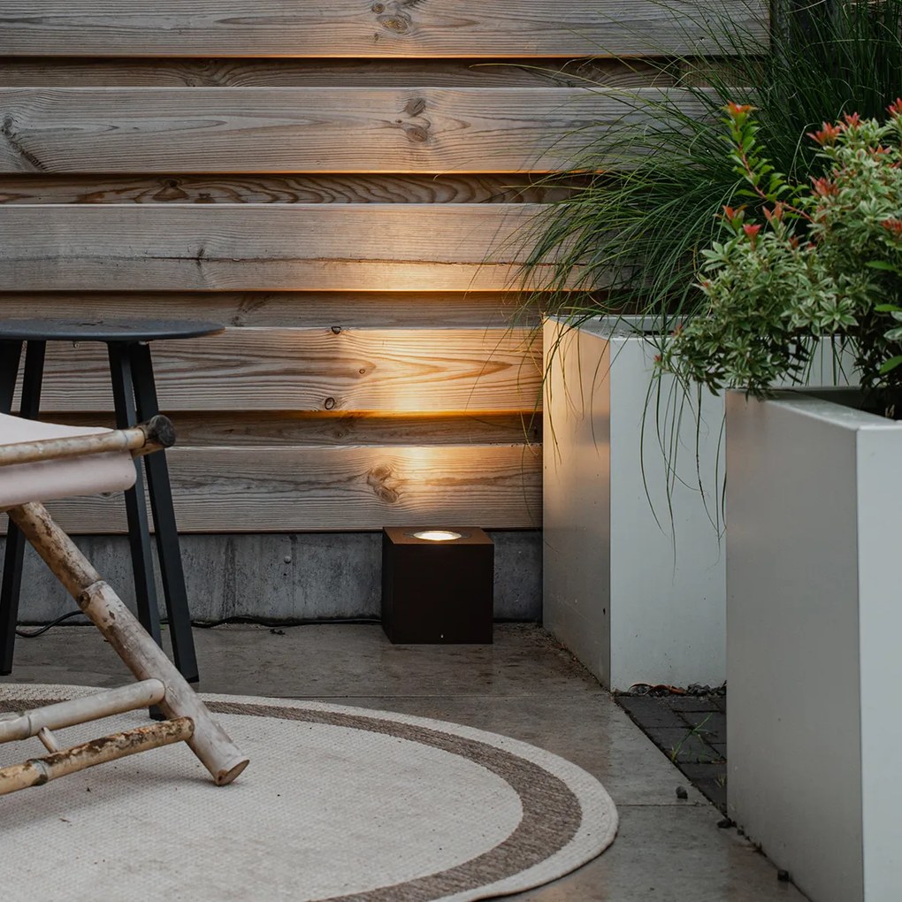 Priemyselné záhradné reflektorové svetlo hrdzavohnedé štvorcové IP65 AR111 - Lennard