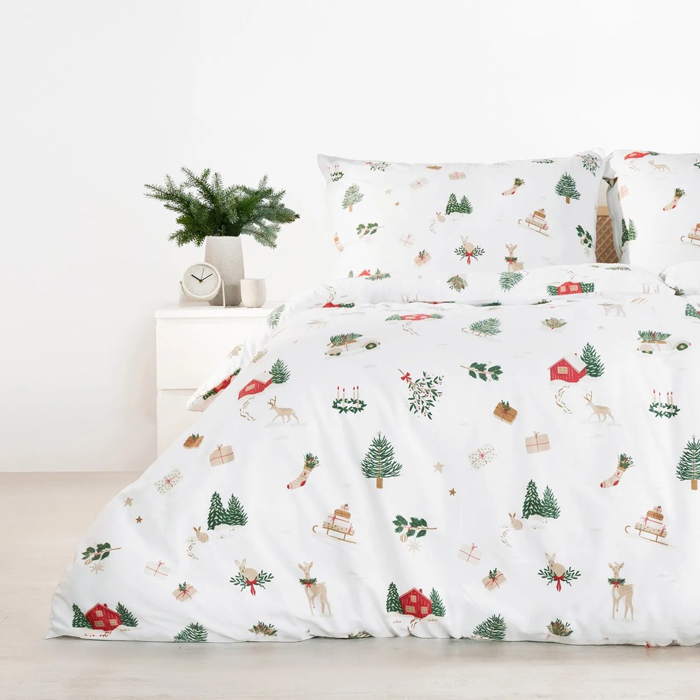 Goldea vianočné flanelové posteľné obliečky - tradičné vianoce 150 x 200 a 50 x 60 cm