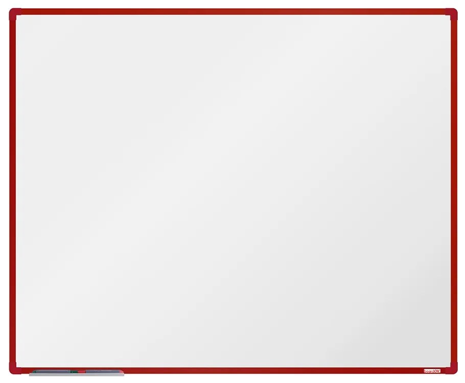 Biela magnetická popisovacia tabuľa boardOK, 1500 x 1200 mm, červený rám