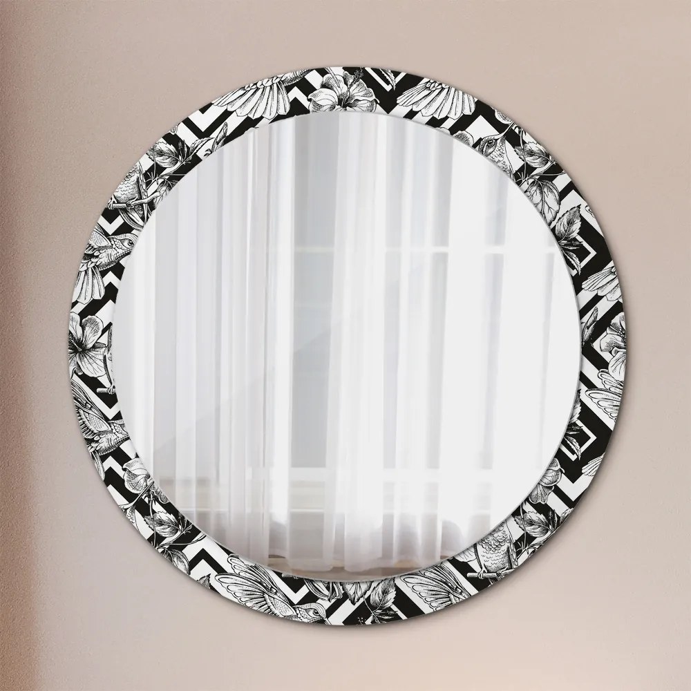 Okrúhle ozdobné zrkadlo Kolibrík fi 90 cm