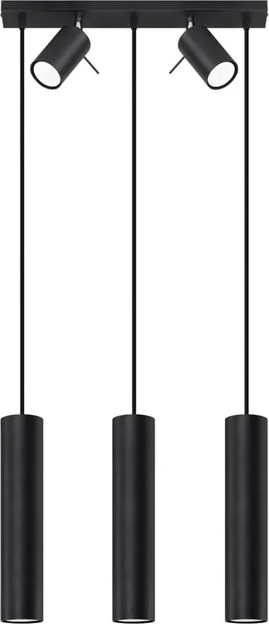 Čierne kovové závesné svietidlo Etna – Sollux