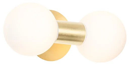 Moderná nástenná lampa zlatá IP44 2-svetlá - Cederic