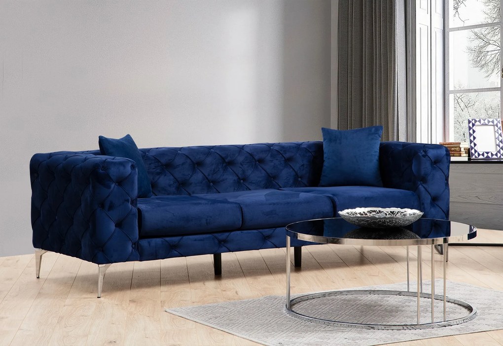Luxusná trojmiestna pohovka Como 237 x 90 cm, tmavomodrá