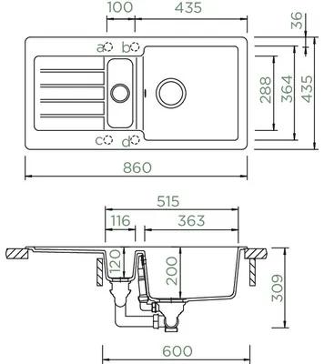 Granitový drez Schock Typos D-150S A 435 x 860 mm nero TYPD150SAGNE
