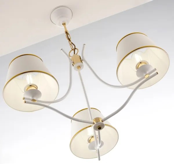 Jupiter 2085 - Luster na reťazi SAMBA 3xE27/15W/230V biela/zlatá