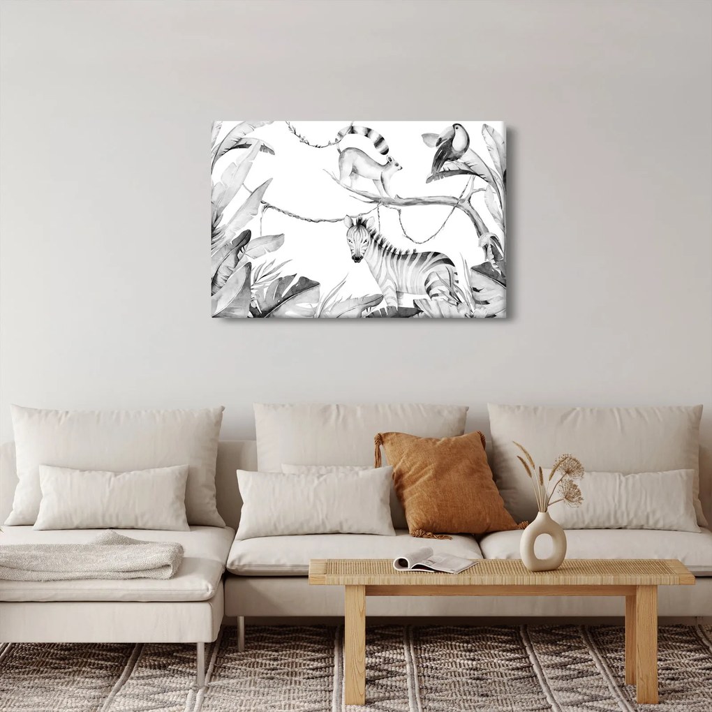 Obraz - Akvarelová džungľa (90x60 cm)