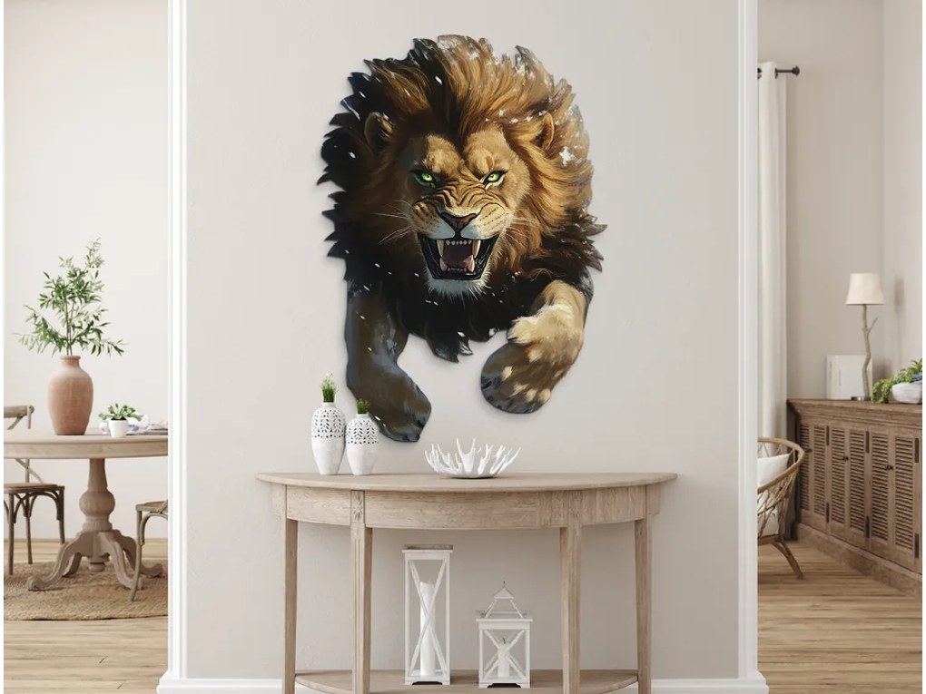 drevko | Obraz na stenu Útok leva 60 x 425 cm